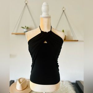 Black fitted halter